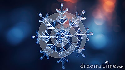 Extreme close up of snowflake, ai Stock Photo