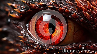 Extreme close-up view of a red dragon eye Stock Photo