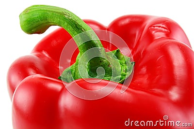 Extreme closeup of colored red paprika isolated Stock Photo