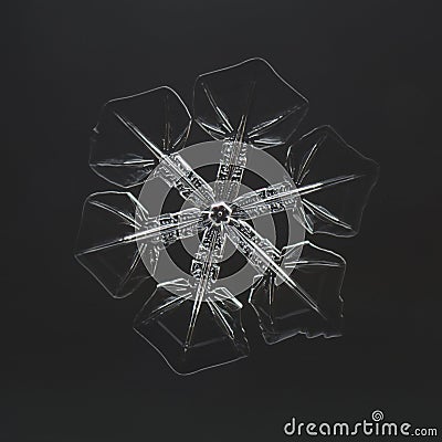 Extreme closeup of natural snowflake Stock Photo