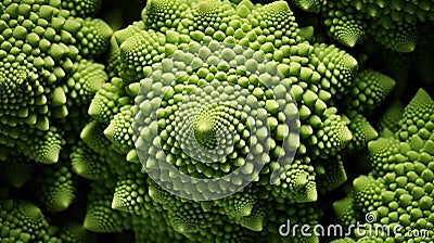 Extreme Closeup of Romanesco Broccoli in Minimal Style AI Generated Cartoon Illustration