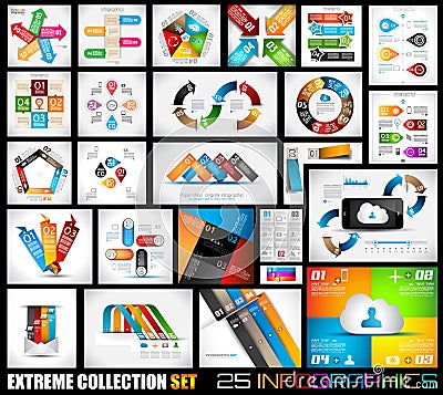 Extreme Collection of 25 quality Infographics Vector Illustration