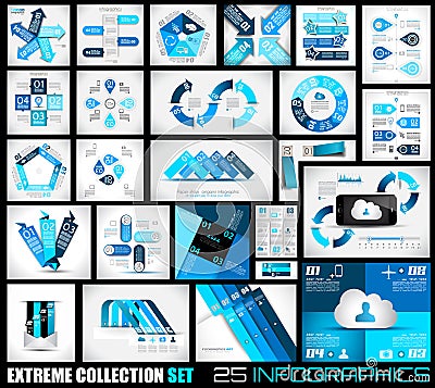 Extreme Collection of 25 quality Infographics background. Vector Illustration