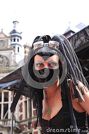Extreme gothic fashion show face mask Editorial Stock Photo
