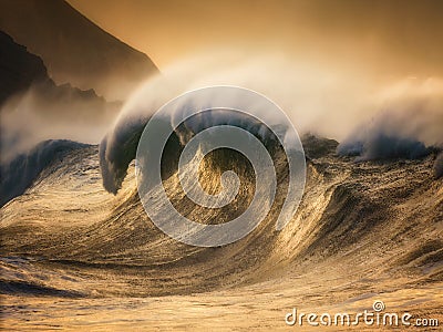 extreme huge wave breaking Stock Photo