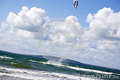 Extreme kite surfer on splashdown Editorial Stock Photo