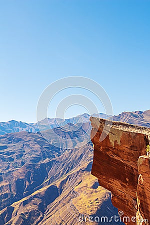 Extreme ledge in the rock Troll tongue Stock Photo