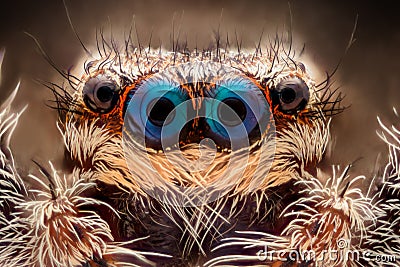 Extreme magnification - Jumping spider portrait Stock Photo