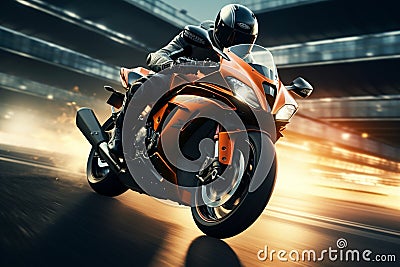 Extreme motorbike racing concept on an urban race track area Stock Photo