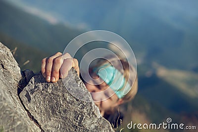 extreme mountain climb Stock Photo