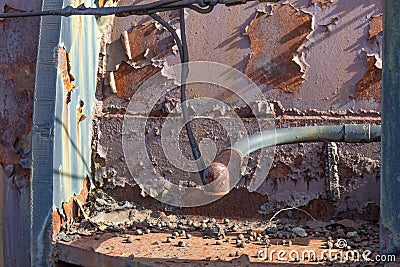 Extreme peeling paint and rust, iron pellets, heavy industrial textures Stock Photo