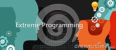 Extreme programming xp agile software programming development methodology Vector Illustration