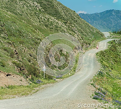 Extreme road in mountains Stock Photo