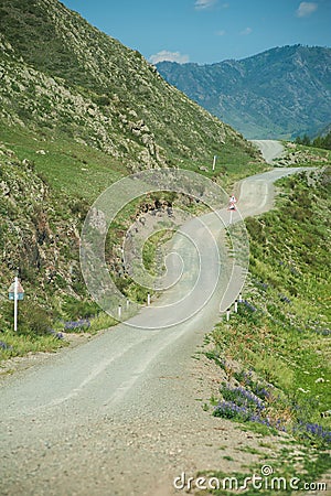 Extreme road in mountains Stock Photo