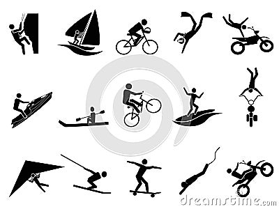 Extreme sports icon set Vector Illustration