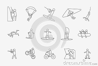 Extreme sports or outdoor activity in line style Vector Illustration