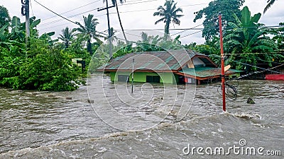 Extreme weather in the Philippines causes severe flooding on Mindoro Island. Editorial Stock Photo