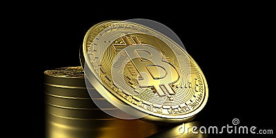 Extremely detailed and realistic high resolution 3D Bitcoin illustration Cartoon Illustration