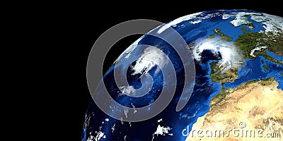 Extremely detailed and realistic high resolution 3d illustration of a Hurricane. Shot from Space. Elements of this image are Stock Photo