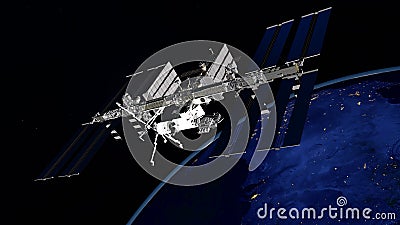 Extremely detailed and realistic high resolution 3D image of ISS - International Space Station orbiting Earth. Shot from space Stock Photo