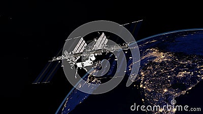 Extremely detailed and realistic high resolution 3D image of ISS - International Space Station orbiting Earth. Shot from space Stock Photo