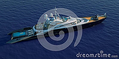 Extremely detailed and realistic high resolution 3D illustration of a luxury super yacht Stock Photo