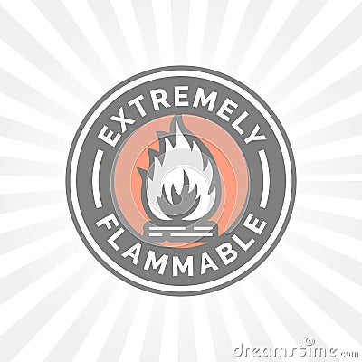 Extremely flammable icon. Fire hazard sign. Caution flame symbol Vector Illustration