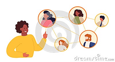 Extrovert individuality. Extraversion character enjoying communication with Vector Illustration