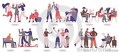 Extrovert and introvert characters. Sociable and uncommunicative psychological people types vector illustration set Vector Illustration