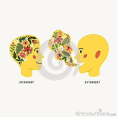 Extrovert and introvert. Extraversion and introversion concept Vector Illustration