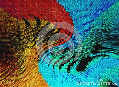 Extruded burst of red, black, blue and green Stock Photo