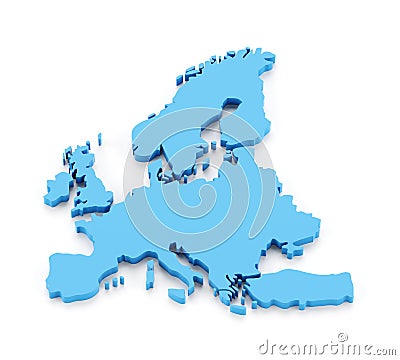 Extruded map of Europe Stock Photo