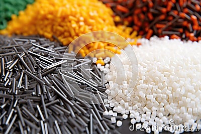 extruded plastic pellets the raw material of plastic products Stock Photo