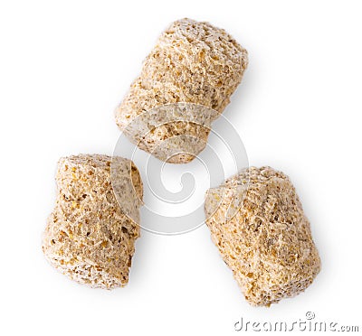Extruded wheat bran pellets isolated on white Stock Photo
