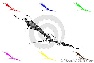 Exuma island Commonwealth of The Bahamas, Cenrtal America, Caribbean islands map vector illustration, scribble sketch Great Vector Illustration