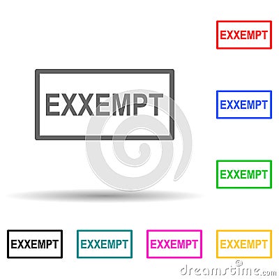exxempt traffic sign multi color style icon. Simple glyph, flat vector of railway warnings icons for ui and ux, website or mobile Stock Photo