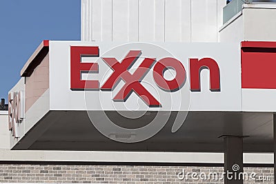 Exxon Retail Gas station. ExxonMobil is the world's largest oil, petrol and gas company Editorial Stock Photo
