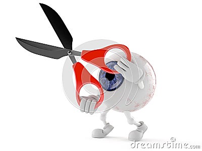 Eye ball character holding scissors Cartoon Illustration