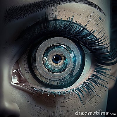 Eye biometrics, Security access technology. Generative Ai Stock Photo
