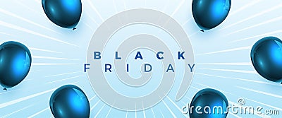 eye catching black friday discount offer banner with realistic balloon Vector Illustration