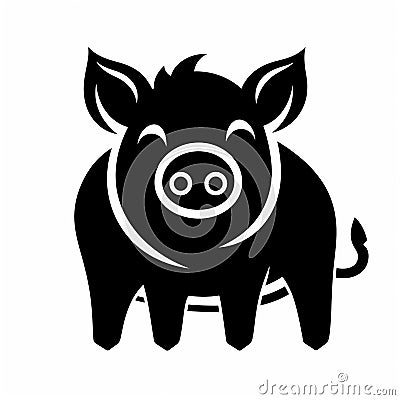 Eye-catching Black Pig Icon In Oku Art Style Stock Photo