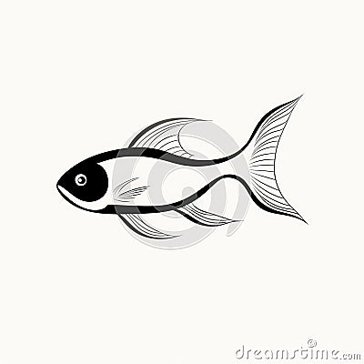 Eye-catching Black And White Fish Design - Vector File Stock Photo
