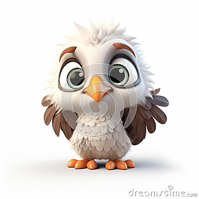 Eye-catching 3d Cartoon Characters: Cute Eagle With Intense Expressions Stock Photo