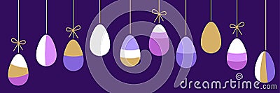 Eye catching Easter Eggs geometric abstract horizontal background in flat minimalism style Vector Illustration