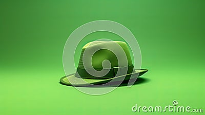 Eye-catching Green Hat On Green Background: Cinema4d Render With Film Noir Aesthetics Cartoon Illustration