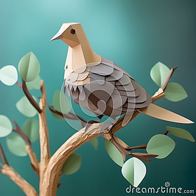 Eye-catching Mourning Dove Paper Craft With Polygon Design Stock Photo