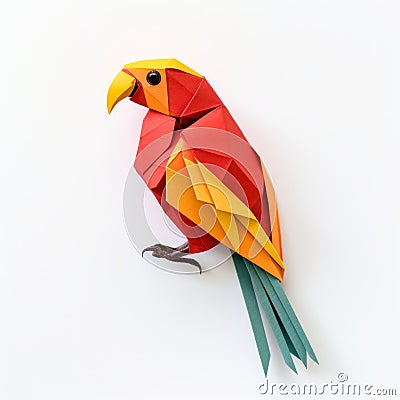 Eye-catching Origami Parrot Model With Bold Linework Stock Photo
