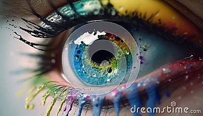 eye close-up, rainbow colors, generative ai Stock Photo