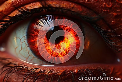 Eye closeup fire. Generate Ai Stock Photo