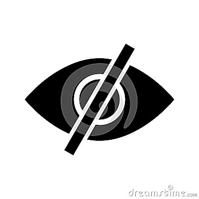 Eye, disable, hide icon. Black vector illustration Stock Photo